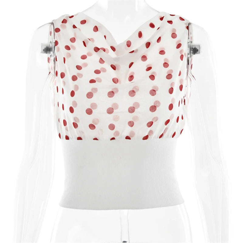 Luna Polka Charm One-Shoulder Top