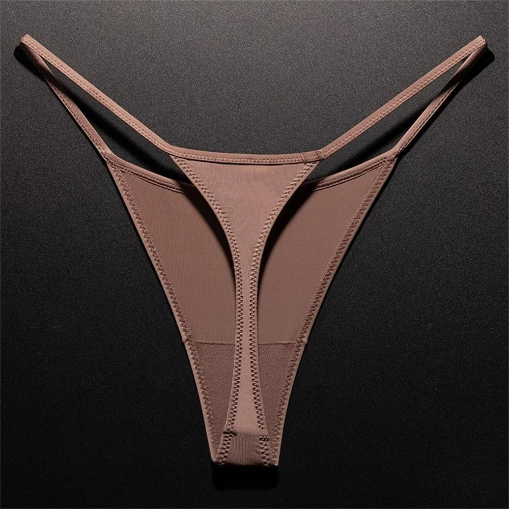 High Slit Spring/Summer New Leopard Print Thong for Women Sexy Ice Silk Seamless Underwear One-piece Fitness Plus Size G-strings