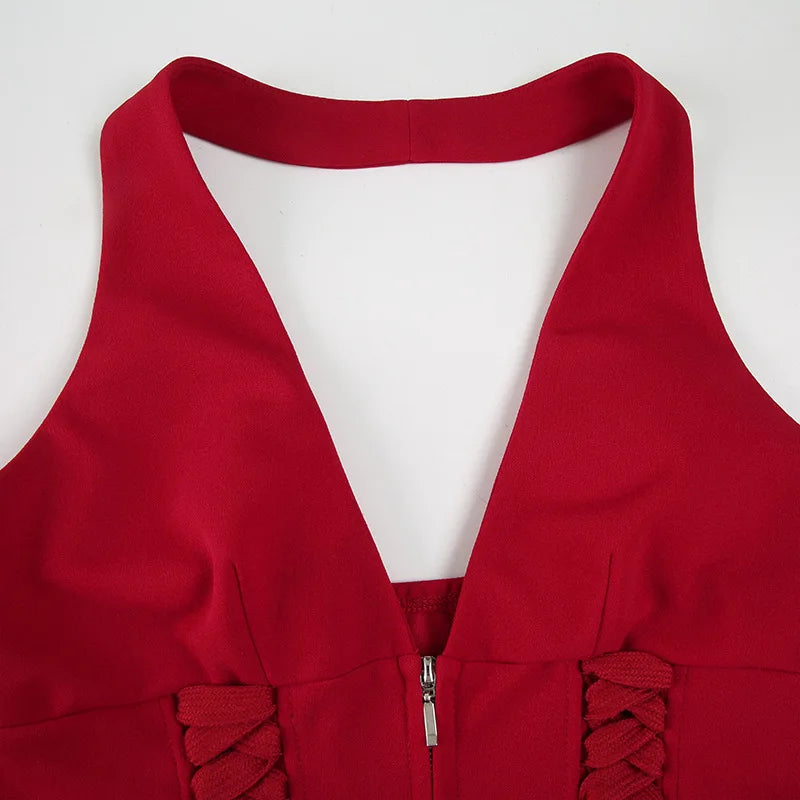 Xanthe Zipper Halter Crop Top One-piece