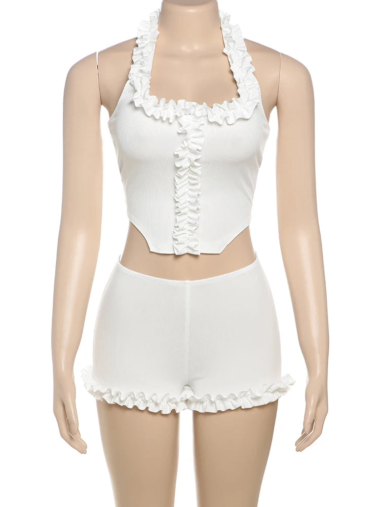 Arabella Ivory Ruffle Shorts-set Two-piece