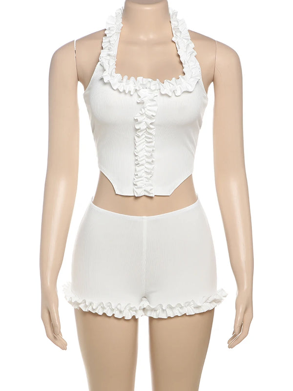 Arabella Ivory Ruffle Shorts-set Two-piece