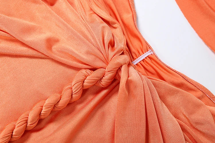 Kliou Twist Bandage Design 2 Piece Set Woman Halter Off Shoulder Backless Crop Tops+Ruched Long Skirts Prom Party Elegant Suits