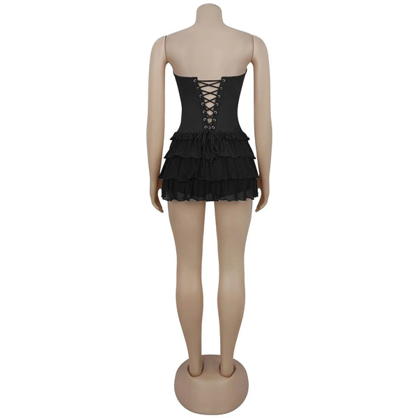 Octavia Strapless Tiered Ruffle Mini Dress