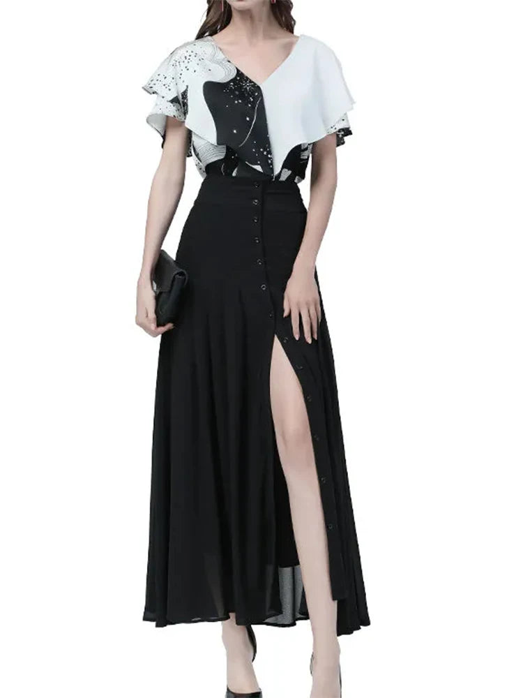 Helena A-Line Mesh Midi Skirt One-piece