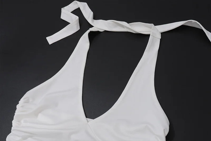 Isabella Halo Ruched Halter Sleeveless One-piece Top