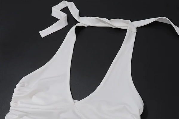 Isabella Halo Ruched Halter Sleeveless One-piece Top