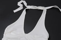 Isabella Halo Ruched Halter Sleeveless One-piece Top
