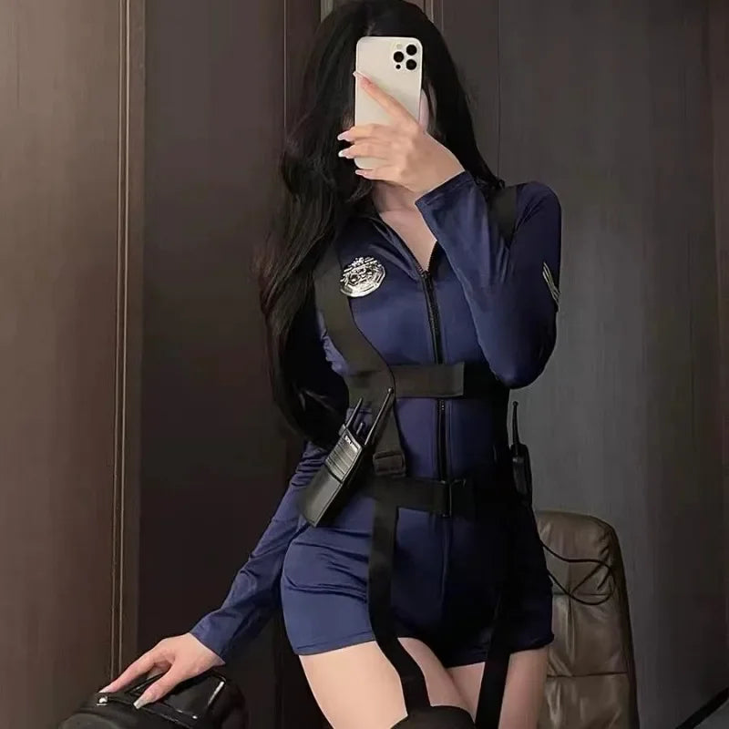 Blue Officer Zip Jumpsuit Costume Set Secondary image