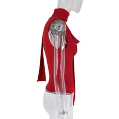 Cecelia Soft Whisper Ruched Draped Sleeveless Scarf Top One-piece