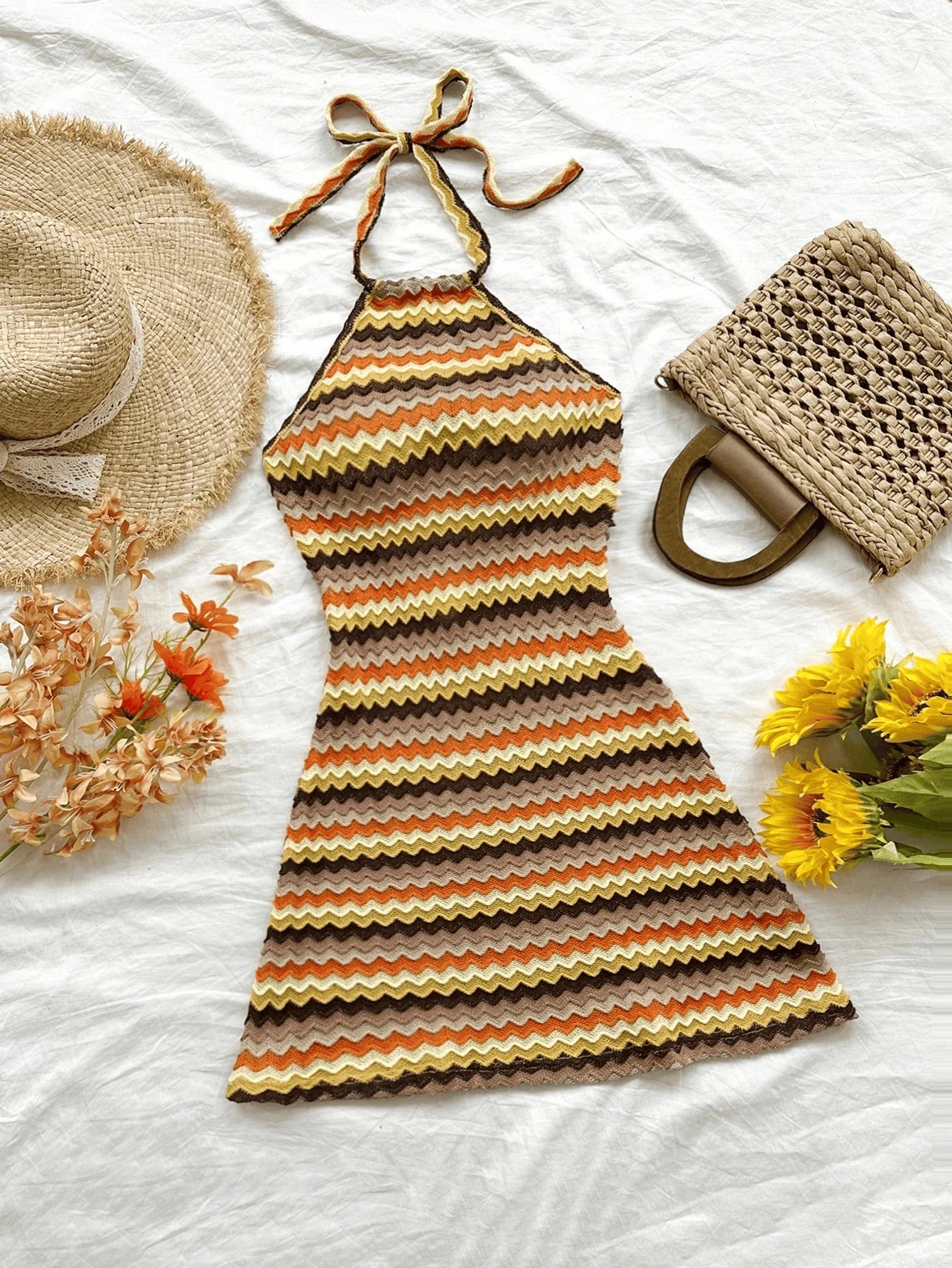 Maeve Boho Halter Mini Dress Main image