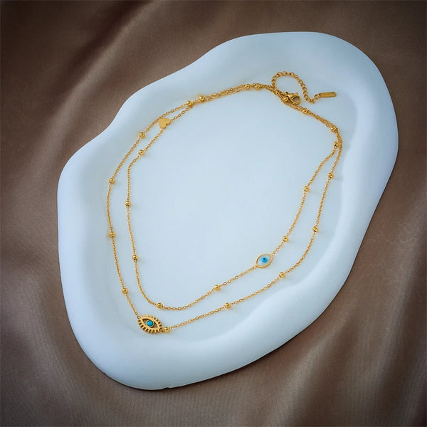 Evelina Layered Eye Pendant Necklace