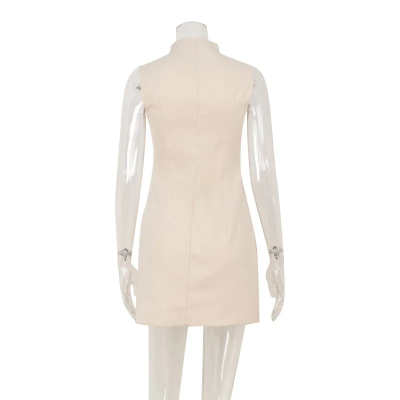 Berenike Keyhole Mock-Neck Sleeveless Sheath Mini Dress