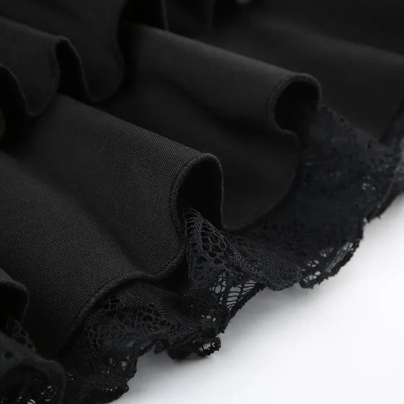 Belladonna Lace-Bow Gothic A-Line Mini Skirt One-piece
