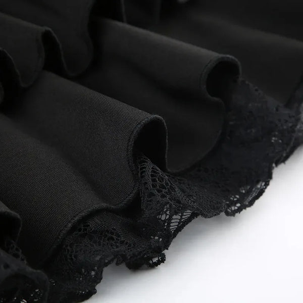 Belladonna Lace-Bow Gothic A-Line Mini Skirt One-piece