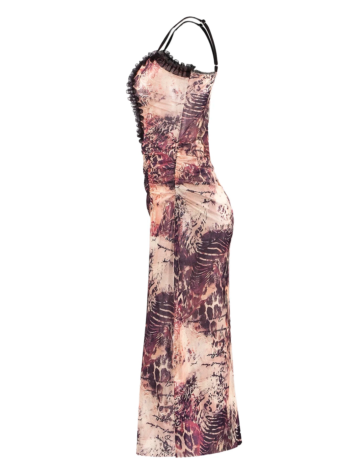 Alina Sheer Lace-Up Beach Maxi Dress