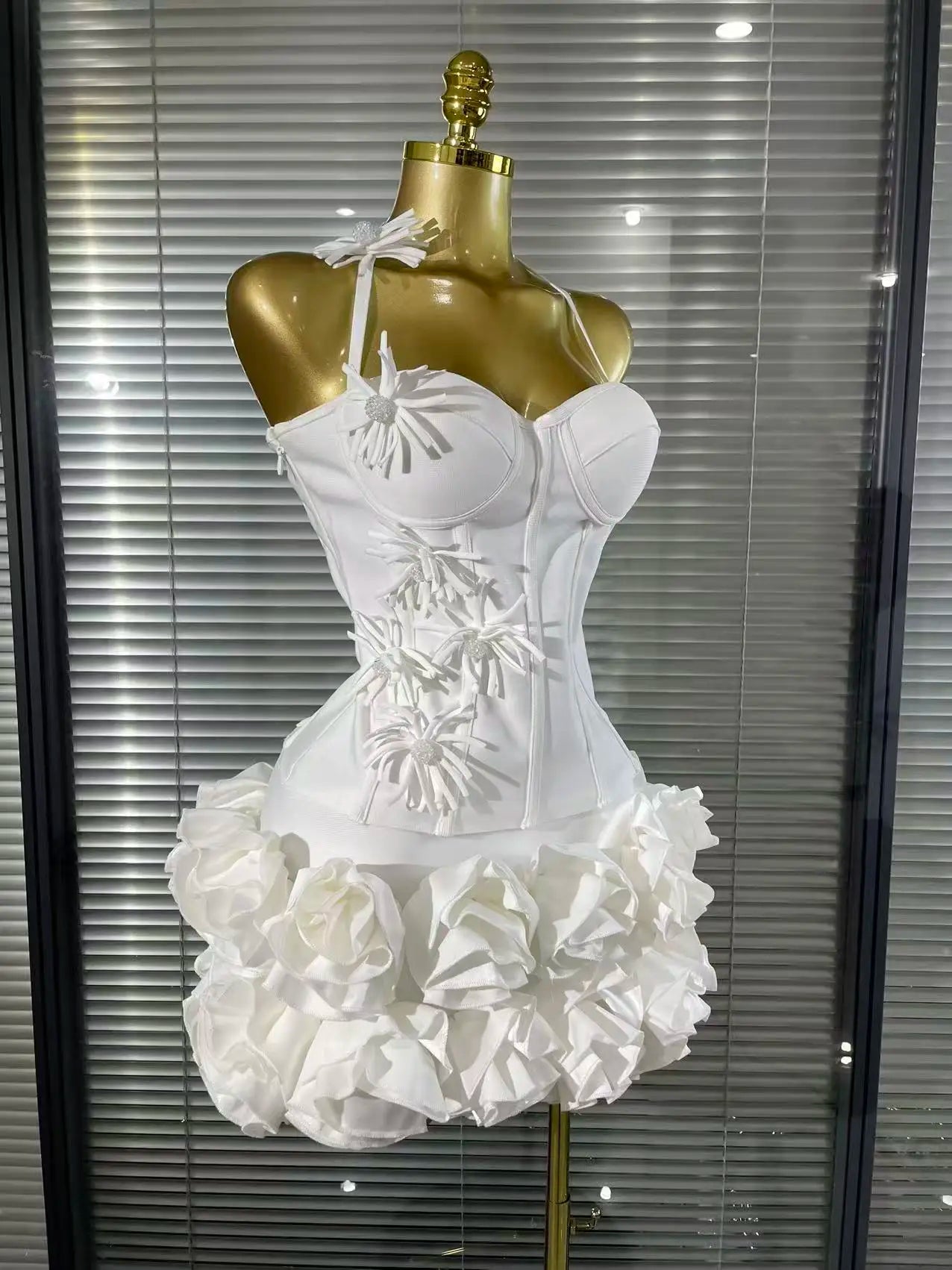 Delphine Strapless Floral Bandage Top & Skirt Two-piece