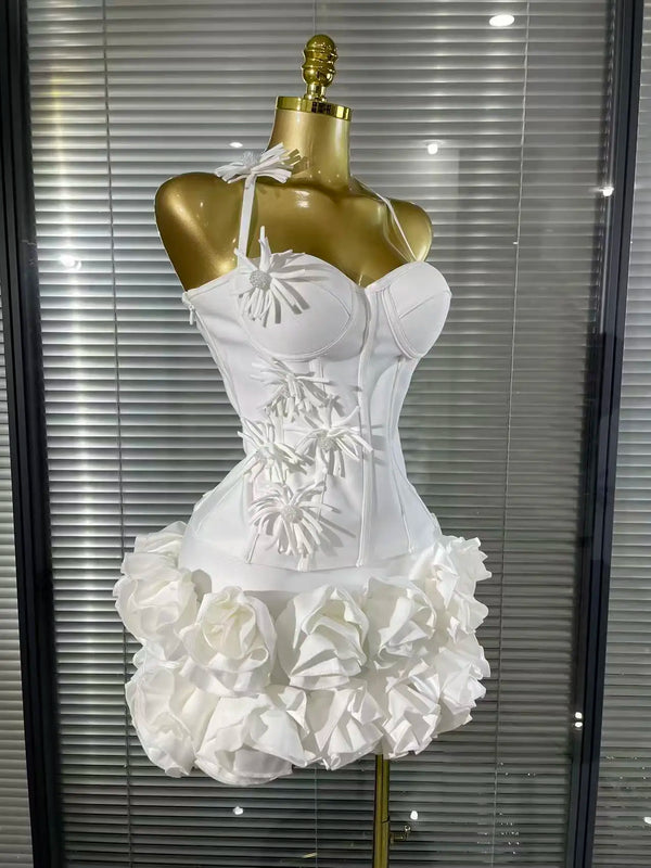 Delphine Strapless Floral Bandage Top & Skirt Two-piece