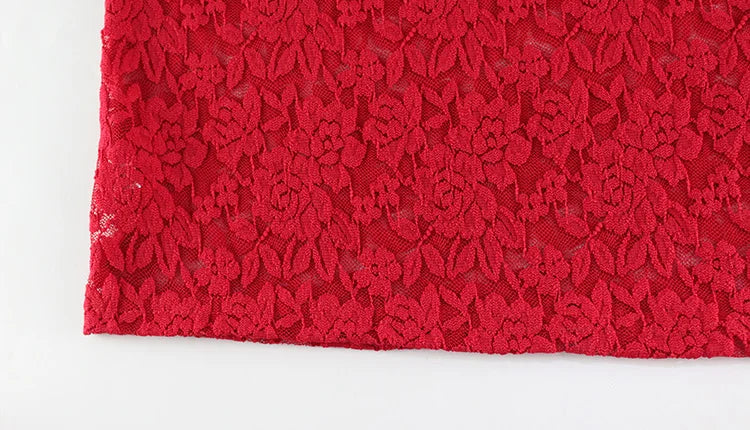 Fenwicka Red Lace Cami Top & Sheer Maxi Skirt Two-Piece Set