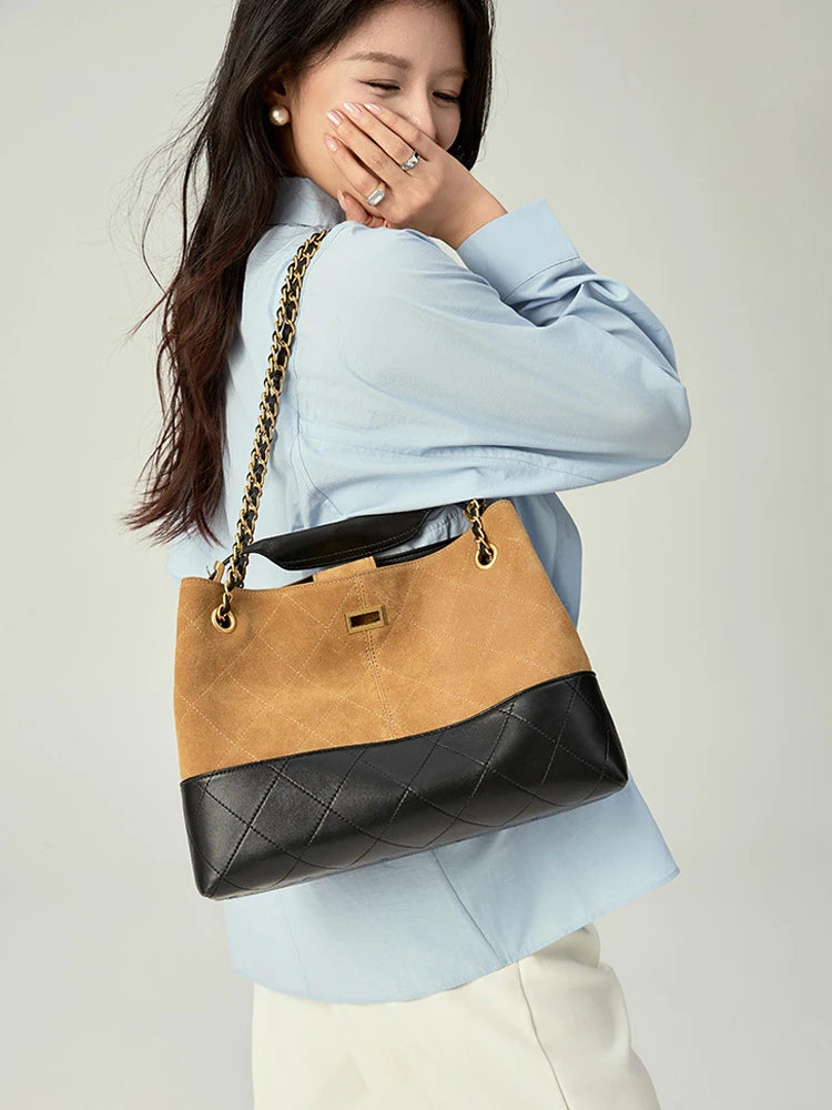 Verona Diamond-Quilt Leather Tote