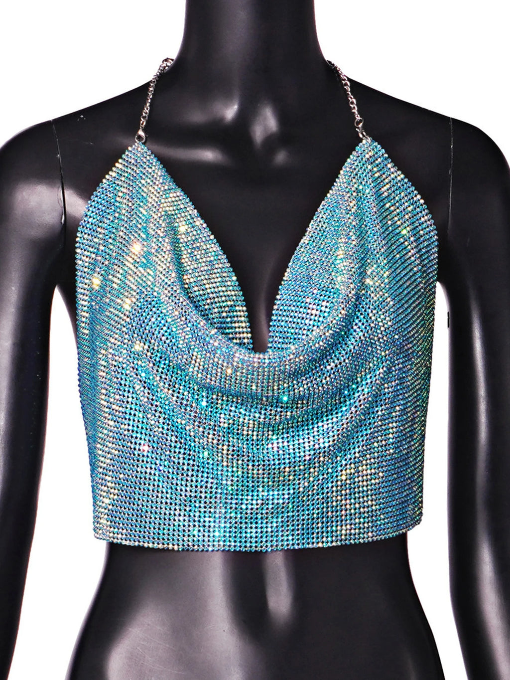 Kassia Rhinestone Halter Crop Top
