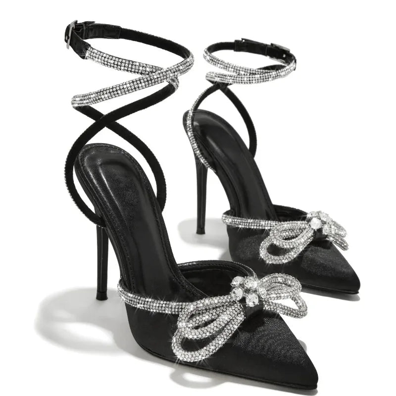 Celandine Crystal Butterfly-Knot Buckle Pointed-Toe Stiletto Pumps Secondary image