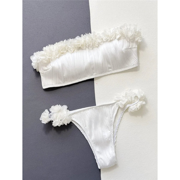 Amara White Ruffle Bandeau Bikini Two-piece