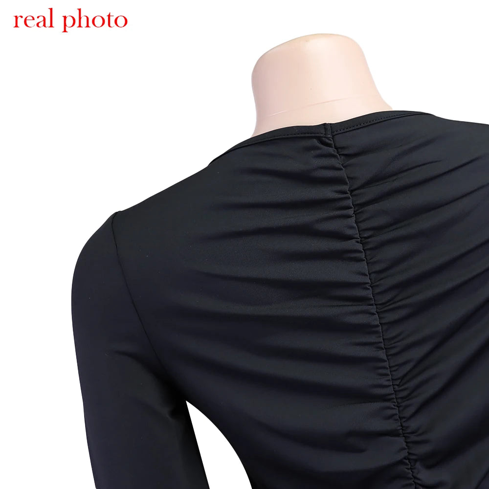 Ebony Ruched Long-Sleeve Bodycon Mini Dress