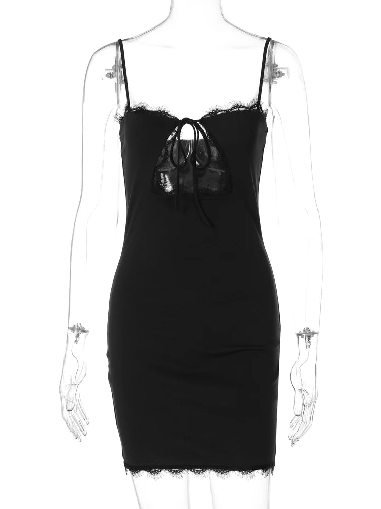 Onyx Lace-Up Backless Bodycon Mini Dress