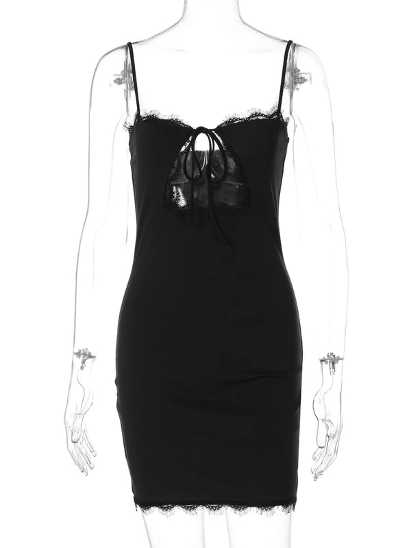 Onyx Lace-Up Backless Bodycon Mini Dress