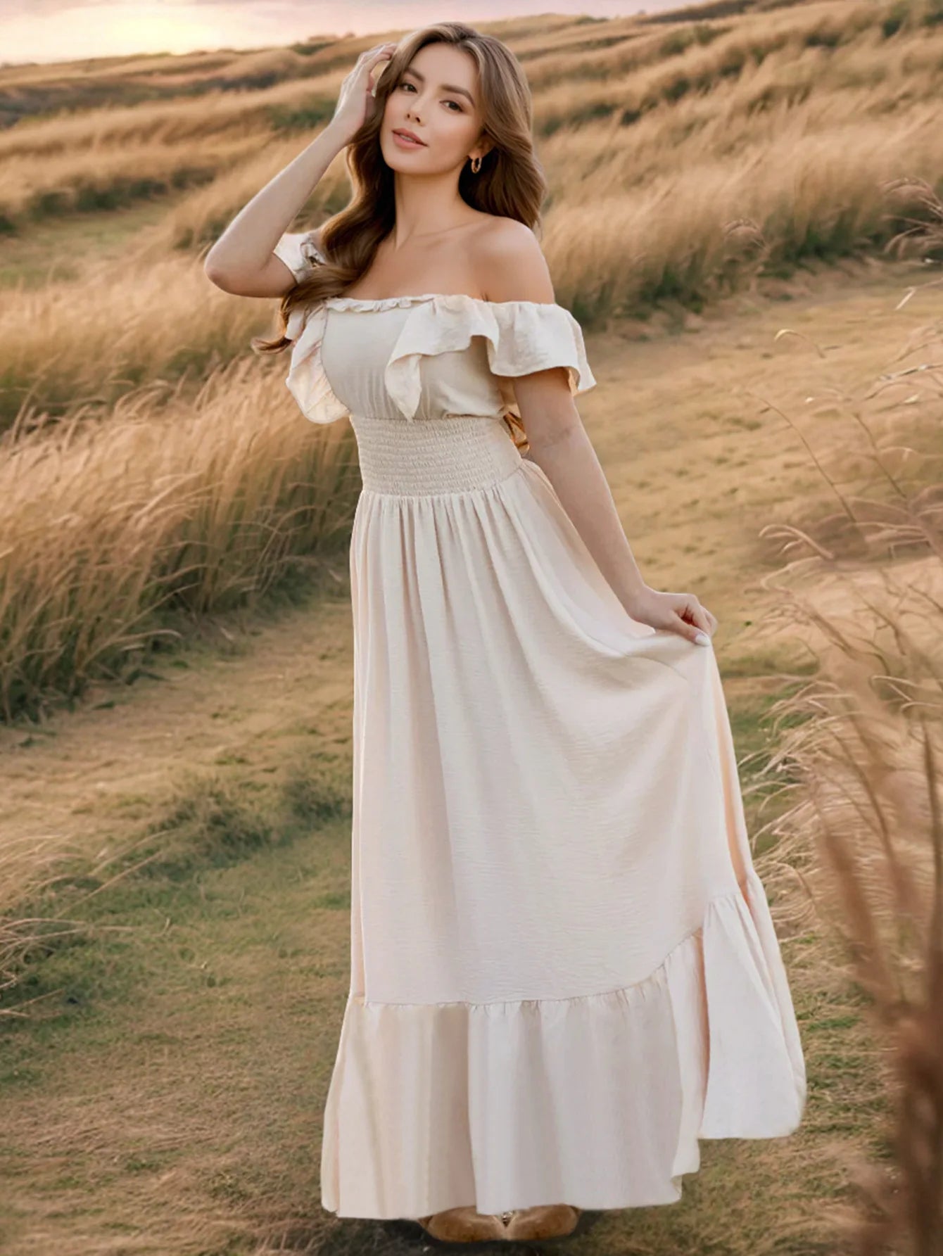 Calliope Ruffled Backless A-Line Maxi Dress
