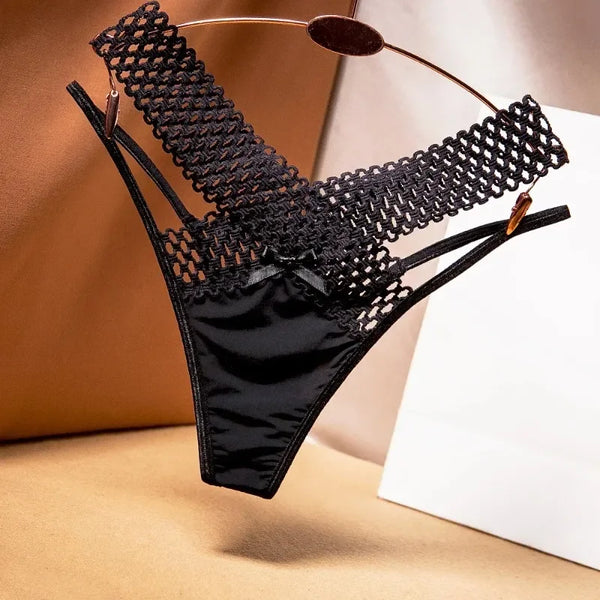 Calista Cross-Strap Ribbon Thong Lingerie One-piece