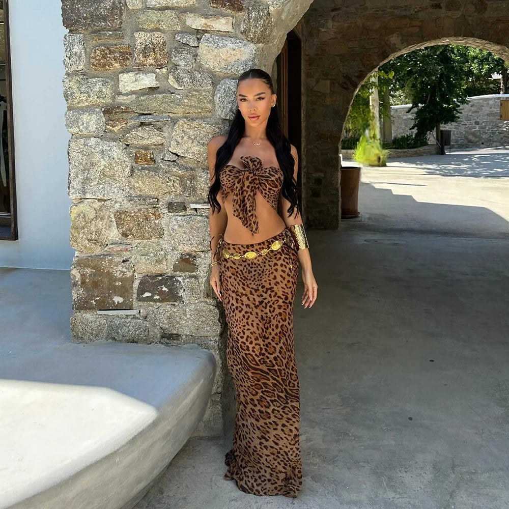 Tigris Leopard Bow Bikini Skirt Three-piece Secondary image
