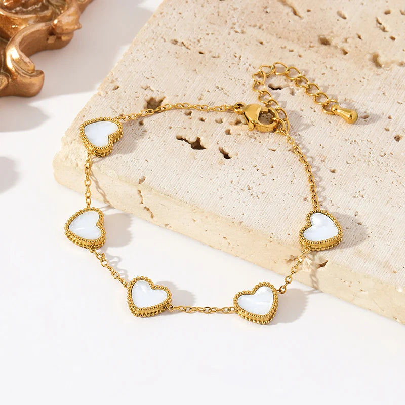 Amora White Heart Stainless-Steel Jewelry Collection