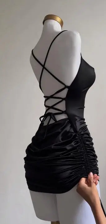 Mireya Lace-Up Halter Bodycon Midi Dress