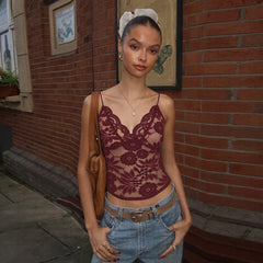 Bella Midnight Lace Spaghetti Strap Top