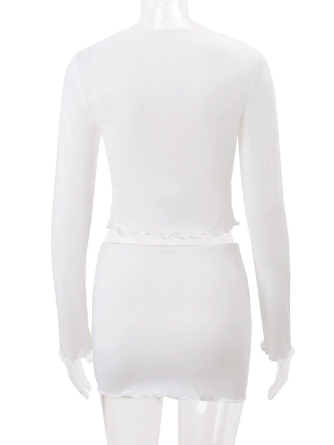 Ivette White Ruffle V-Neck Long-Sleeve Mini Dress Secondary image