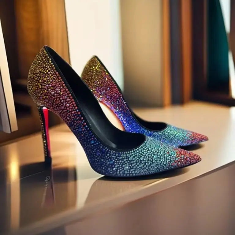 Viorica Ombré Rhinestone Pointed-Toe Stiletto Pumps