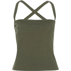 Luna Olive Crossback Ribbed Crop Top