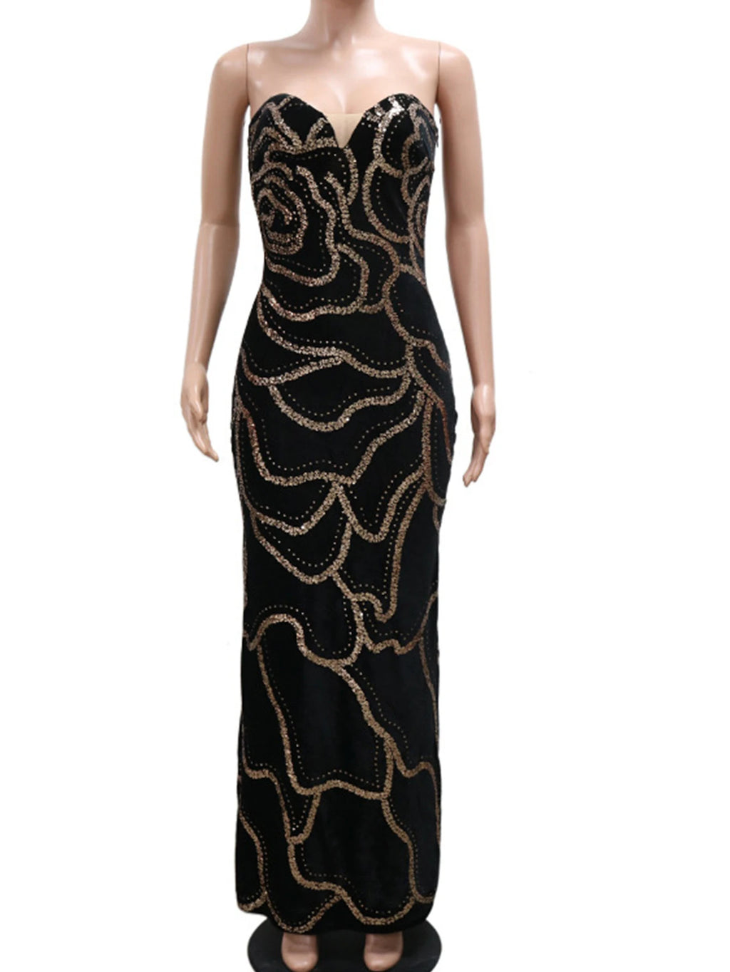 Catriona Sequin Strapless Bodycon Maxi Dress