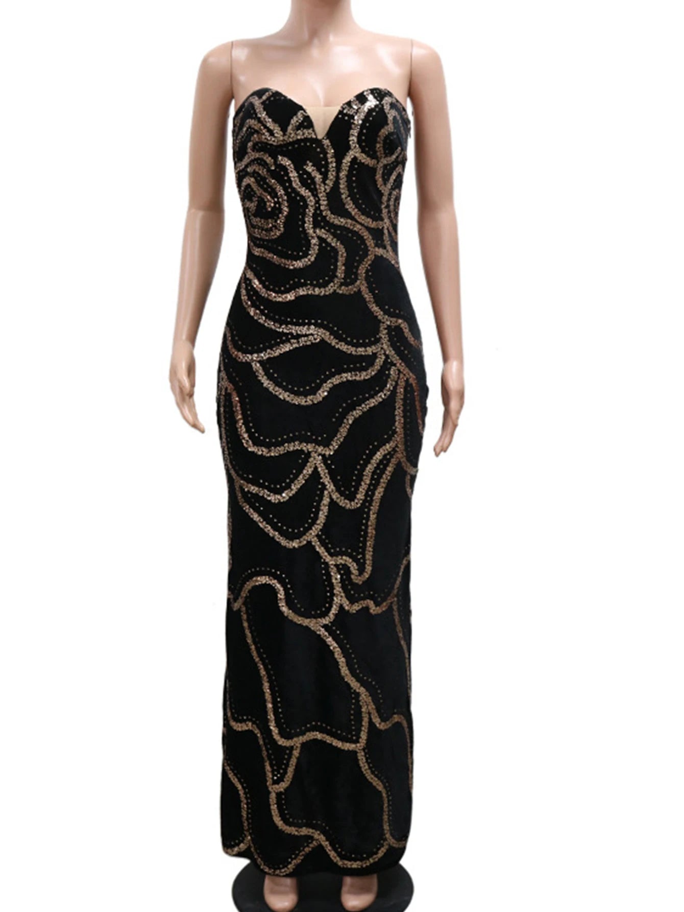 Catriona Sequin Strapless Bodycon Maxi Dress