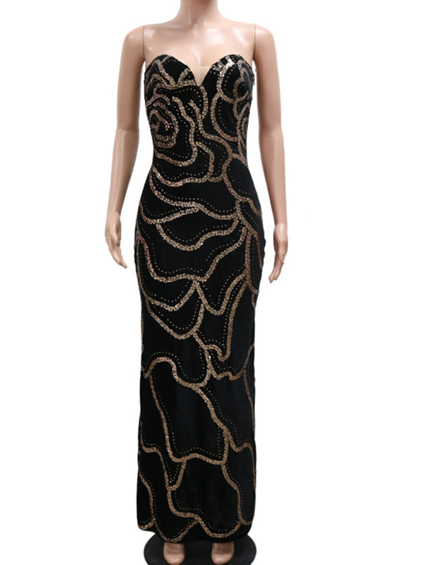 Catriona Sequin Strapless Bodycon Maxi Dress
