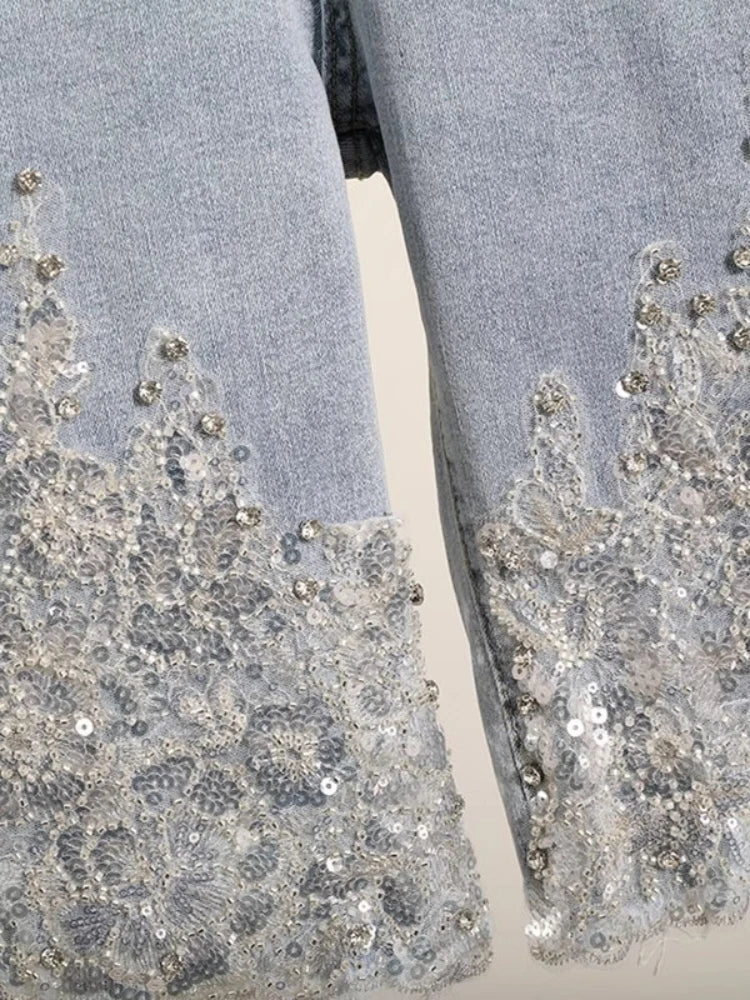 Kaia Sequin Denim Shorts Apparel One-piece