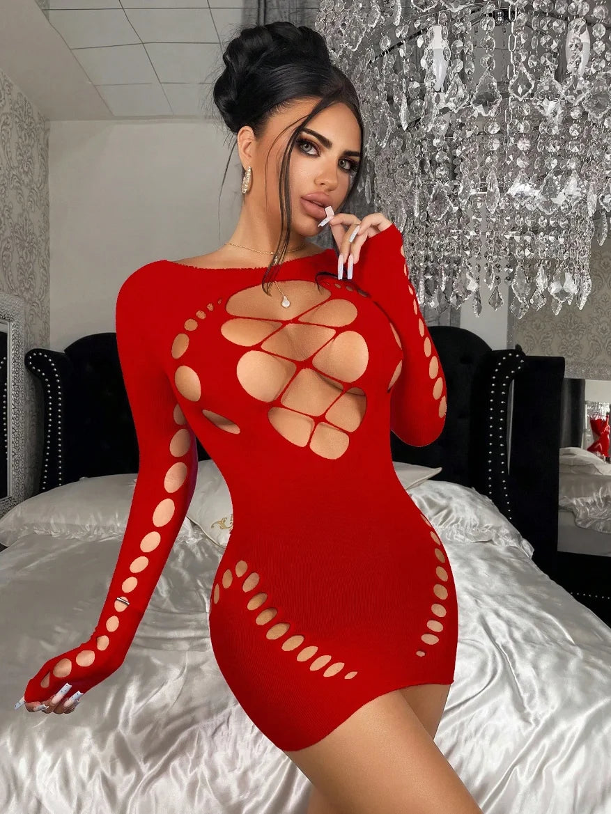 Saskia Multi-Style Fishnet Halter Lingerie Dress