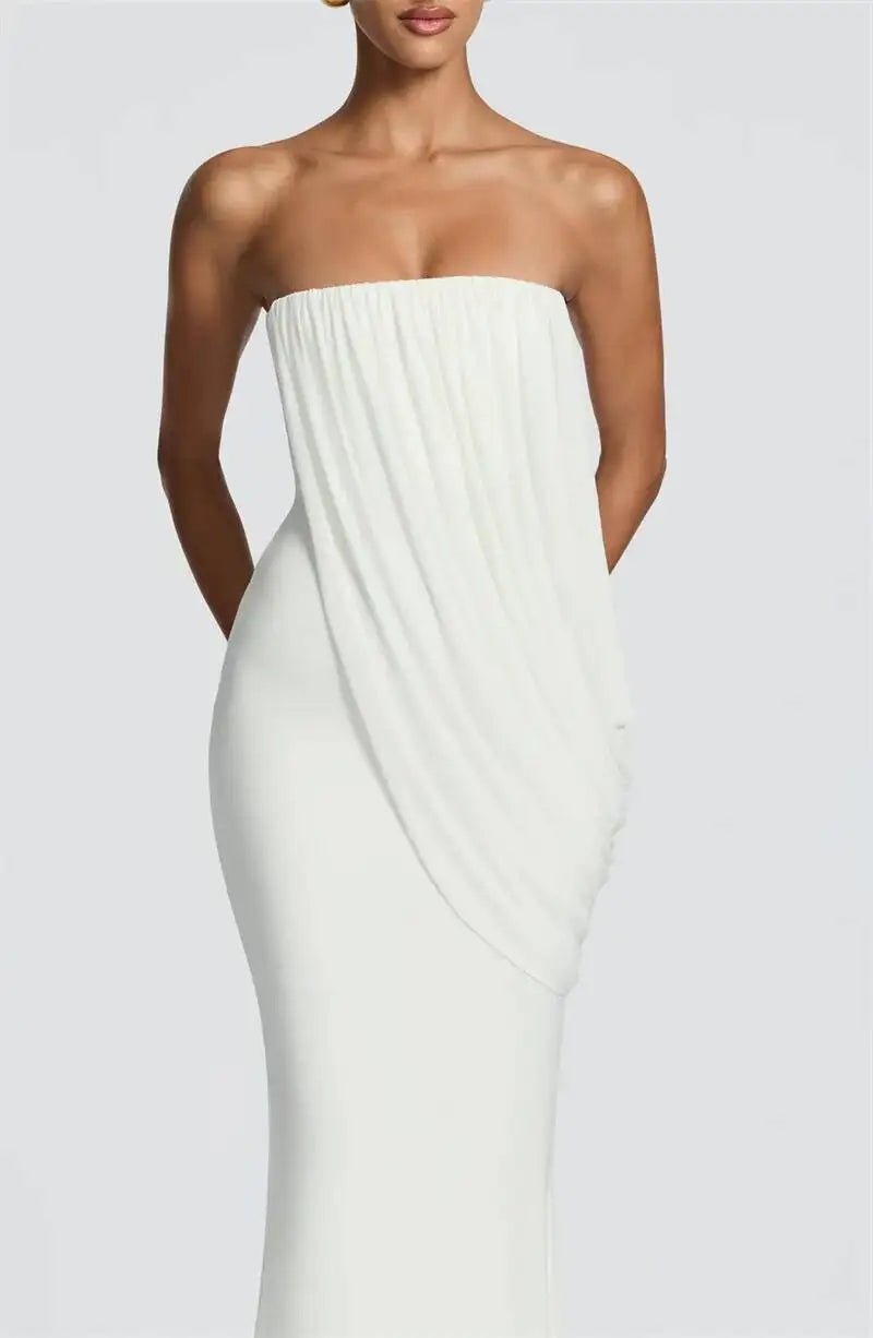 Valentina Draped Strapless Mermaid Maxi Dress