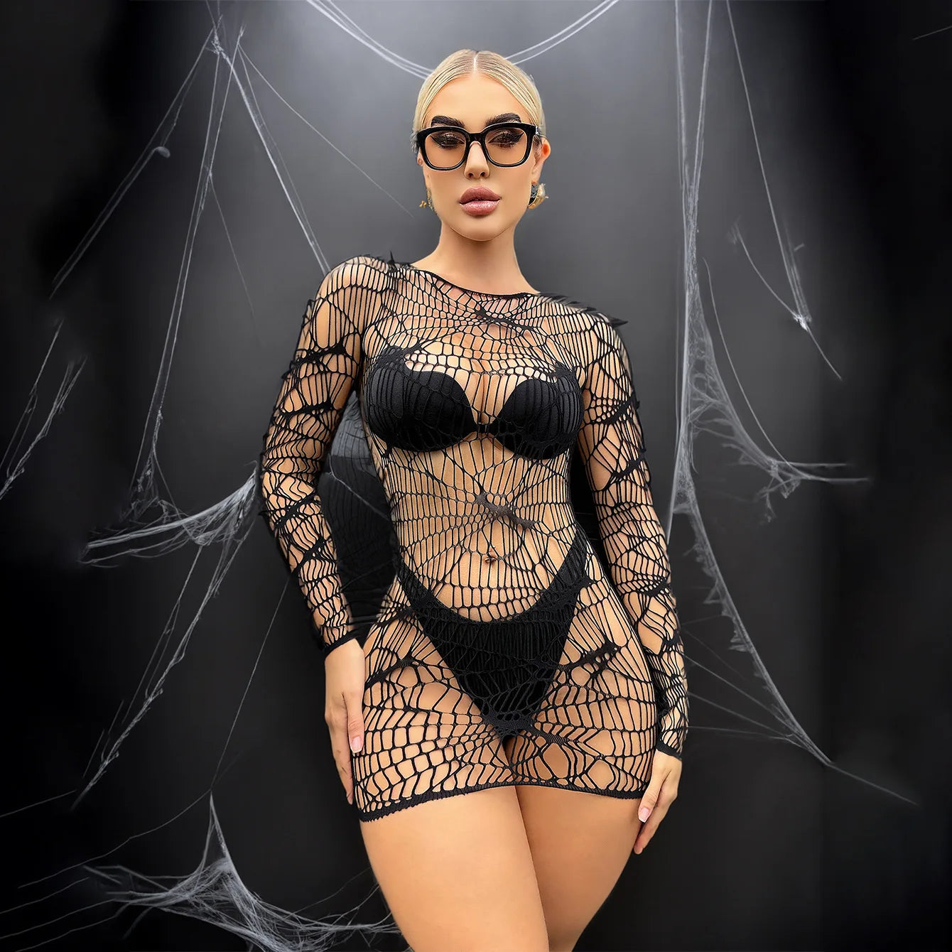 Obsidian Web Fishnet Mesh Lingerie Secondary image