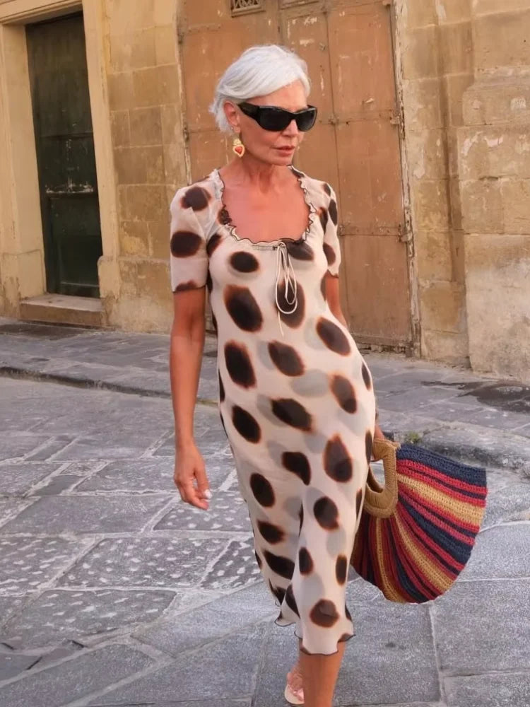 Camille Polka-Dot Chiffon Midi Dress