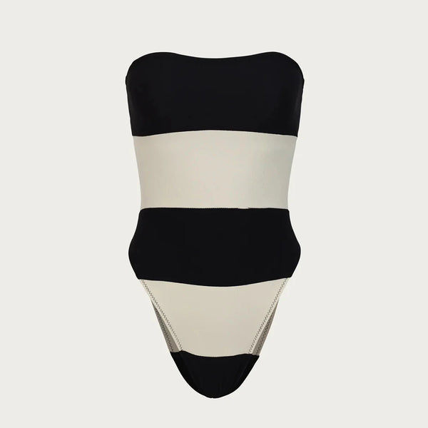 Sexy Stripe Strapless One Piece Swimsuit 2026 New Swimwear Women Swimsuit Bathing Suit Beachwear Monokini Female Swimming Suits