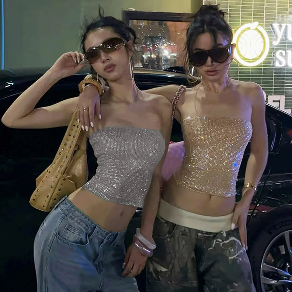 Prisma Iridescent Sequin Tube Crop Top One-piece