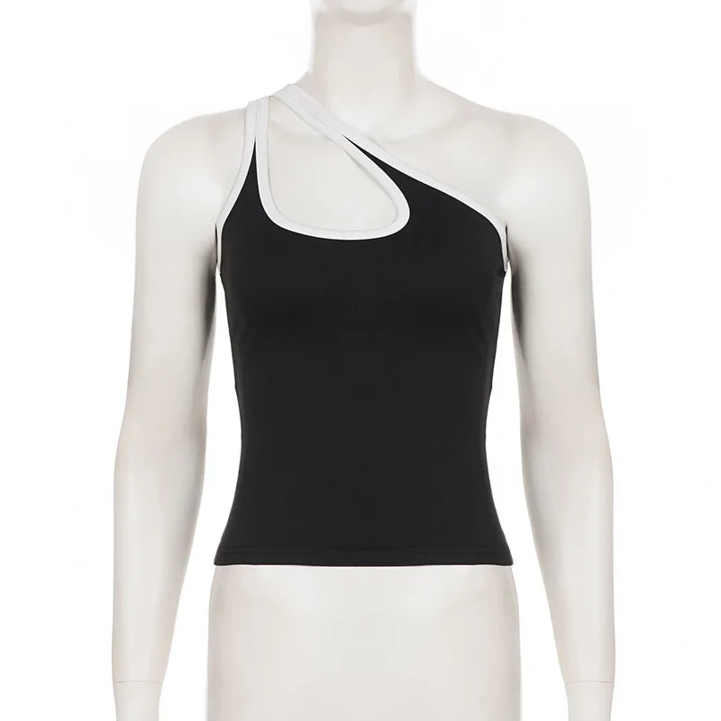Kaia Asymmetrical One-Shoulder Cutout Top One-piece