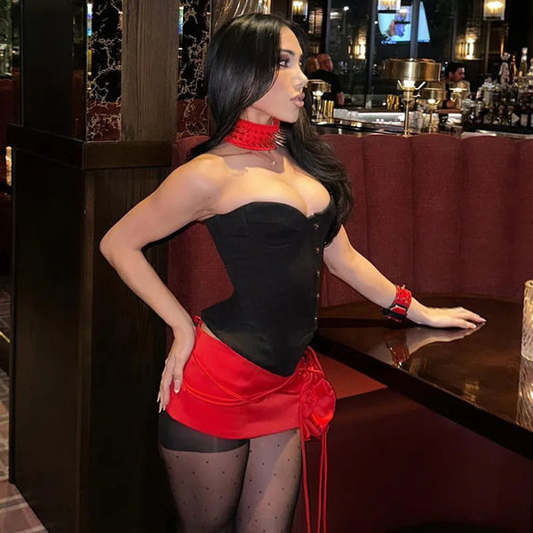 Vesper Asymmetrical Corset Crop Top One-piece